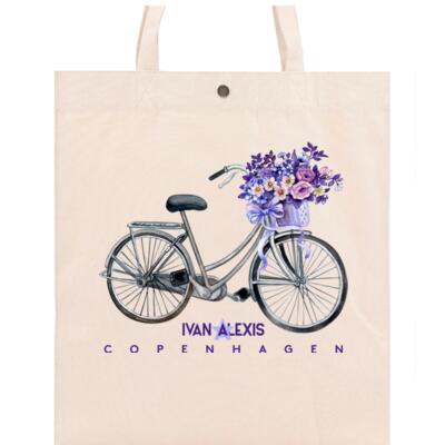 Gray bike with lavender flowers Thumbnail